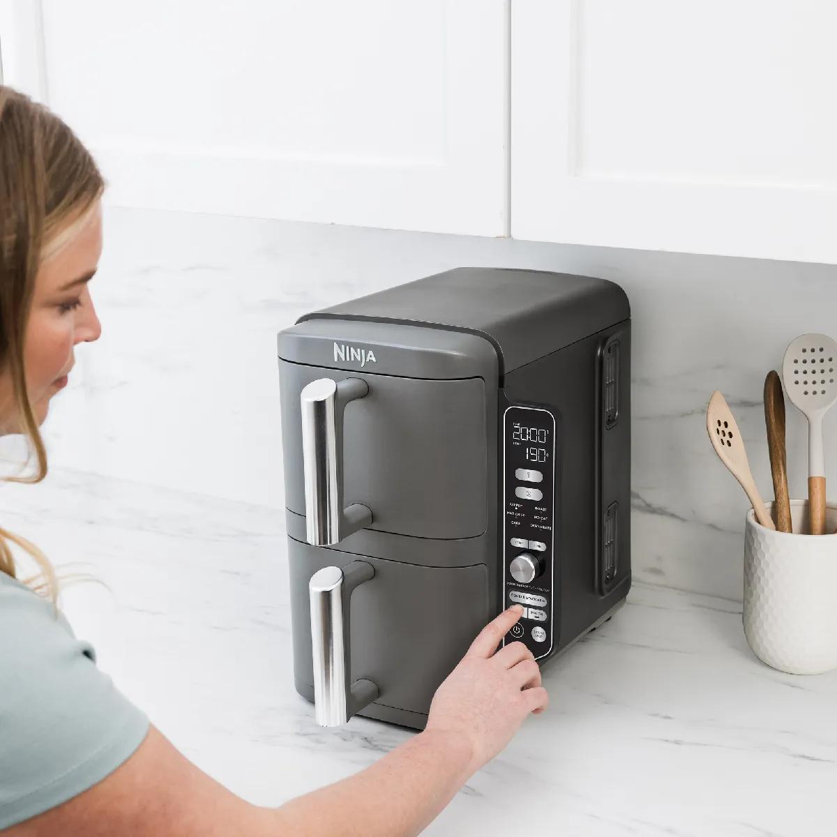Ninja SL400UK Double Stack Xl 2-Drawer 9.5L Air Fryer – Grey