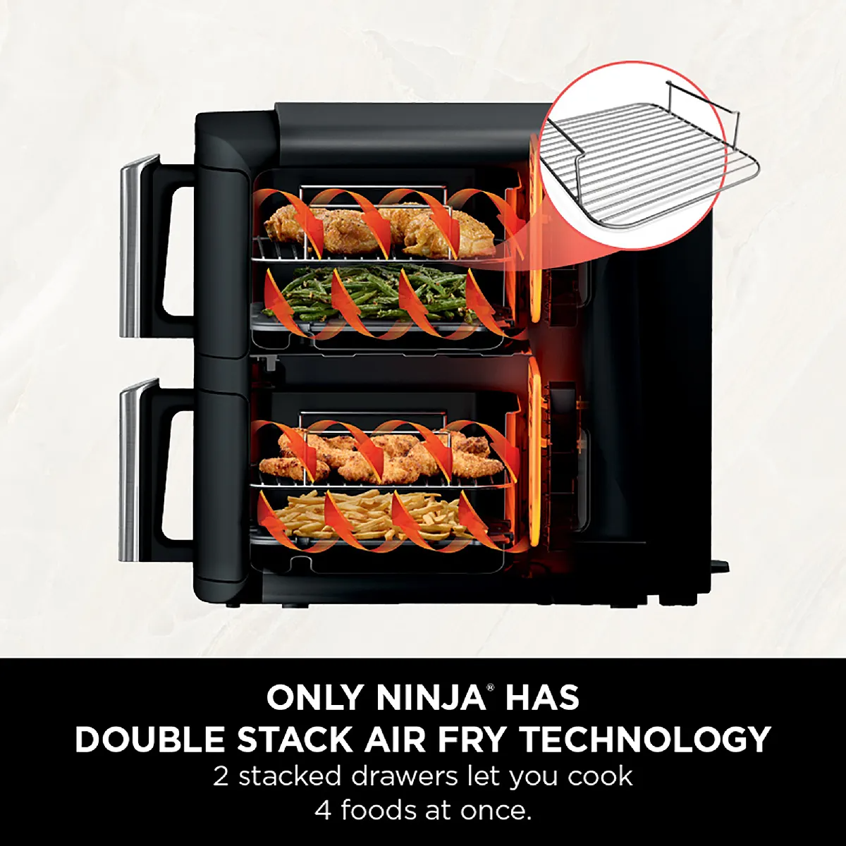 Ninja SL300UK Double Stack 2-Drawer Air Fryer 7.6L – Black